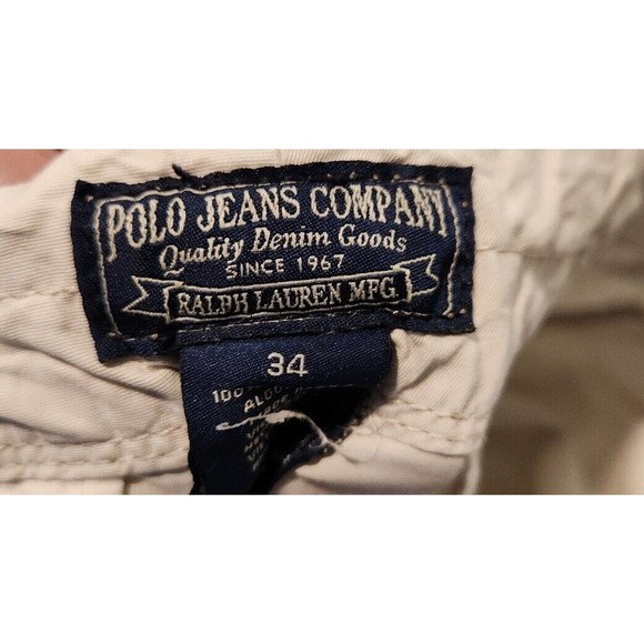 Vintage Polo Jeans Co Ralph Lauren Safari Utility Cargo Tan‎ Mens Shorts Size 34 - Picture 4 of 9